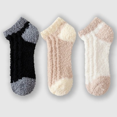 Anna-Kaci Women's 3-Pair Ultra-Soft Fuzzy Ankle Socks with Cozy Textured Design US 5–10