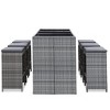 vidaXL Ergonomic Patio Bar Set with Cushions -7 Pieces, Poly Rattan, Gray - Weather-Resistant, Powder-Coated Steel Frame, Tempered Glass Tabletop - 3 of 4