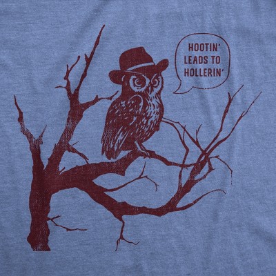 Мужские футболки Crazy Dog T-Shirts, Inc. Mens Funny T Shirts Hootin Leads to Hollerin Sarcastic Owl Graphic Tee for Men - Crazy Dog Men's T Shirt for Animal Lovers Light Blue XL — фото 2
