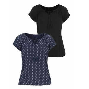 Women's 2 Pk Tassel Detail Tops - LASCANA - 1 of 4
