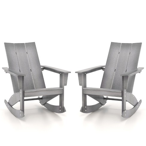 Tangkula Set of 2 Adirondack Rocking Chair All Weather HDPE Rocker Grey Patio - image 1 of 4