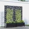 MAYEERTY Planter Box with Trellis Iron Black Gerald Wide Edge Street Style 47x47x16in 3-Piece Set - 2 of 4