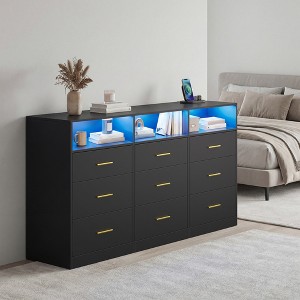 black dresser with led lights Walmart Dresser, 6-Drawer Wood Furniture, Lights, Assembled for Bedroom & Living Room and timing function LEDREM Bedroom Chest of Drawers,
