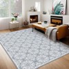 Modern Washable Area Rug for Living Room, Floral Area Rug with Non Slip Backing, Foldable Indoor Low Pile Carpet for Home - 2 of 4