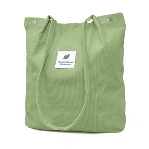 Wrapables Corduroy Tote Bag, Casual Everyday Shoulder Handbag, Light Green - 1 of 4