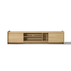 LuxenHome Hazel Oak Manufactured Wood 2-Door 70" Wide TV Console Cabinet Brown - 1 of 4