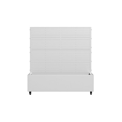 Lirago 4 ft. H x 4 ft. W Metal Planter Box privacy screen Garden Bed with Trellis and Wheels - White