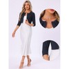 INSPIRE CHIC Women's 3/4 Sleeve Collarless Pleated Open Front Cropped Cardigan - 2 of 4