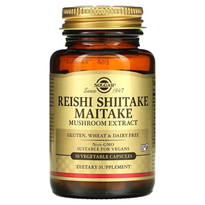 Solgar Reishi Shiitake Maitake Mushroom Extract, 50 Vegetable Capsules