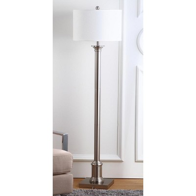 Livia 60" Nickel Floor Lamp with White Cotton Shade
