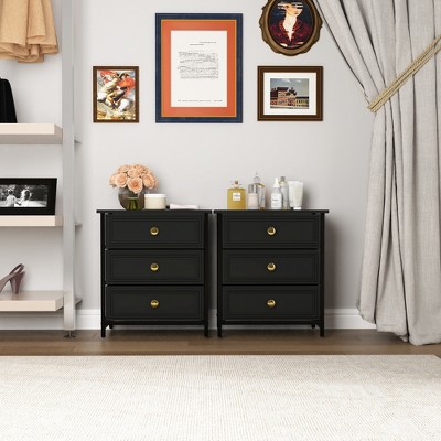 CIPACHO 2 Piece Black 20 Tall 3 Drawer Nightstand Set Ideal for Living Room to Organize Small Essentials and Brighten Your Space