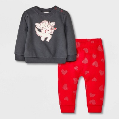 Image of Baby Boys' Dino Graphic Top & Bottom Set - Cat & Jack™ Black 6-9M