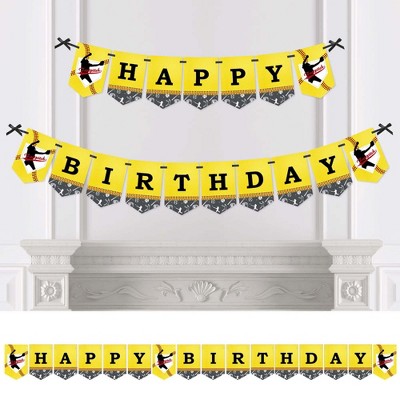 Big Dot of Happiness Grand Slam - Fastpitch Softball - Birthday Party Bunting Banner - Birthday Party Decorations - Happy Birthday