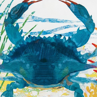 Blue Crab Coastal Indoor/Outdoor Polyester Throw Pillow