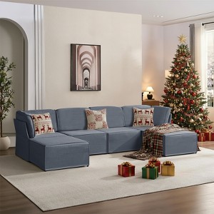 Mjkone Oversized Modular Sectional Sofa, U/L-Shaped Couch with Deep Seat, Ottoman, Convertible Modern Linen Sleeper Sofa Bed - 1 of 4