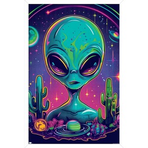 Trends International Shawna Stewart - Space Watcher Alien Framed Wall Poster Prints - 1 of 4