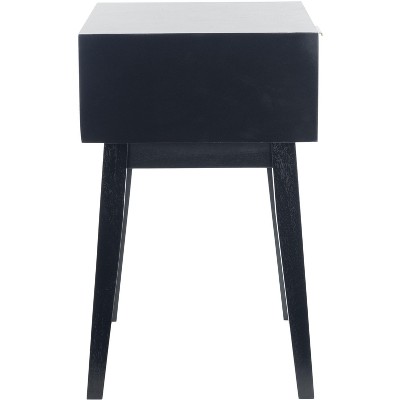 Mid-Century Modern Round Accent Table with Storage, Black/White