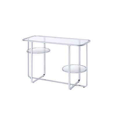 Acme Furniture 42" Hollo Sofa Table Glass/Chrome Finish: Elegant Rectangle, Metal Frame, Tempered Top
