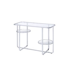 Acme Furniture 42" Hollo Sofa Table Glass/Chrome Finish: Elegant Rectangle, Metal Frame, Tempered Top - 1 of 3