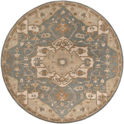 Mark & Day Roblin 4' Round Tufted Indoor Area Rugs Medium Gray: Handmade Wool, Stain-Resistant, Traditional Style