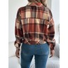 Coolmee Women's Fashion Cropped Shacket Button Down Shacket Jackets Casual Plaid Long Sleeve Crop Jackets Tops - 3 of 4