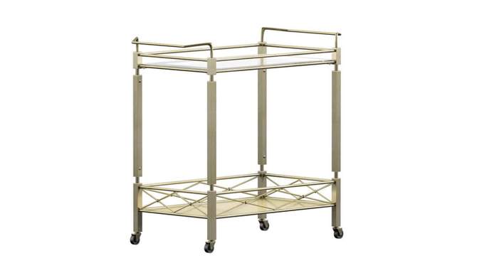 Evelyn Metal and Glass Bar Cart Antique Brass - Inspire Q, 2 of 7, play video