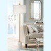 Possini Euro Design Luxe Italian Style Floor Lamp 64" Tall Gold Metal White Linen Drum Shade for Living Room Reading House Bedroom Office - 2 of 4