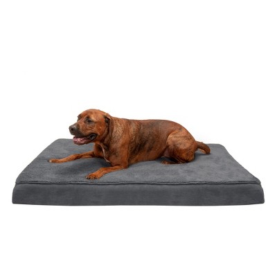 Furhaven Terry & Suede Deluxe Cooling Gel Top Dog Bed - Jumbo, Gray ...