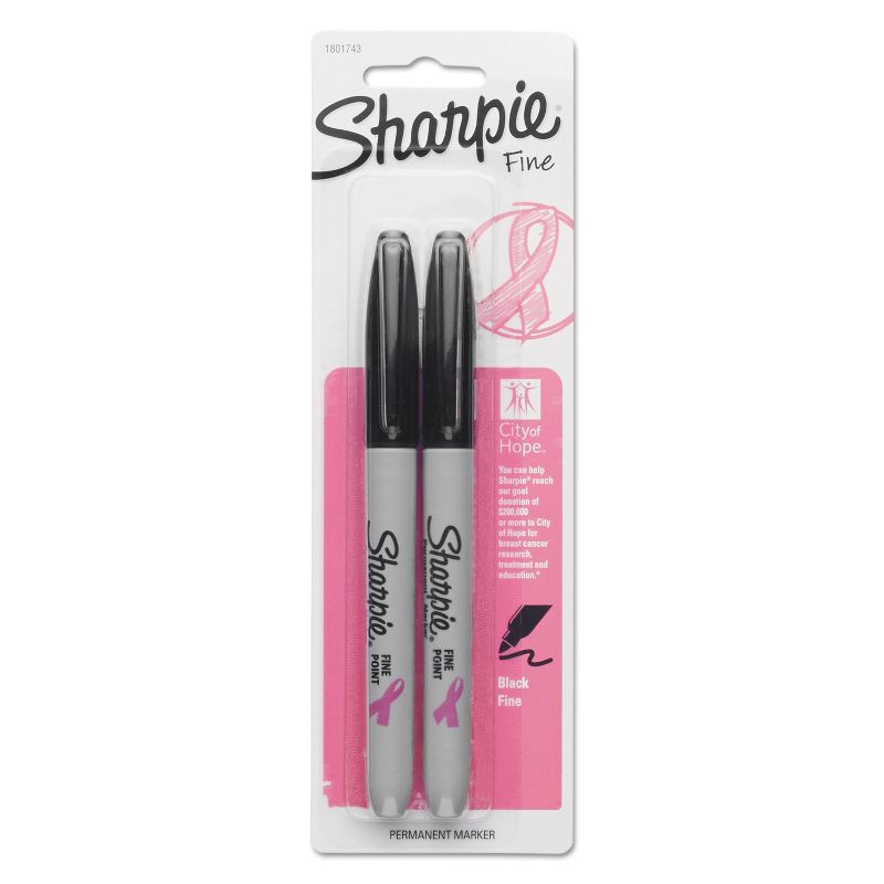 Sharpie Pink Ribbon Fine Tip Permanent Marker Black 2/Pack 1801743, 1 of 6