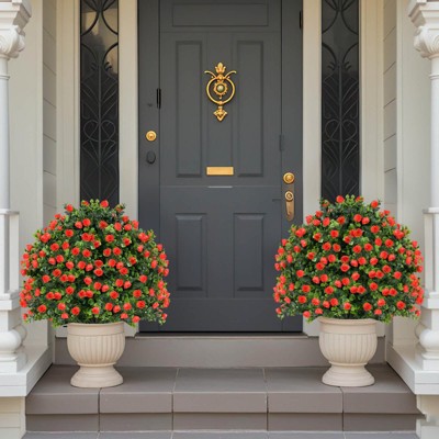Costway 2 Pack Artificial Rose Topiary Ball Tree Faux Shrub Bushes with ...