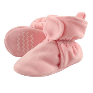 Hudson Baby Infant and Toddler Girl Cozy Velour Booties, Light Pink, 6-12 Months - 1 of 1