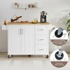 INFURNIC Kitchen Carts and Islands Kitchen Island Cart with Drop Leaf Countertop and Storage Cabinet, White, 53.78"*18.11"*35.47" - 4 of 4