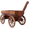 Wooden Wagon Planter Box, Outdoor Garden Flower Planter Pot Stand with 4 Wheels,Rolling Flower Cart with Handle for Patio Balcony Lawns Backyard Decor - 2 of 4
