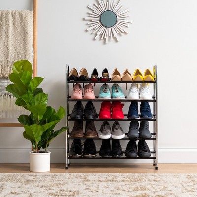 Silver 5-Tier Stackable Metal Shoe Rack