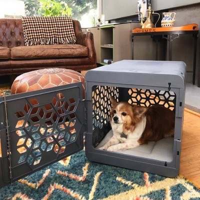 Gray Collapsible Modern Dog and Cat Crate