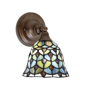 Toltec Lighting Any 1 - Light Sconce in  Bronze with 7" Crescent Art Glass Shade - 1 of 1