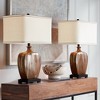 Possini Euro Design Julius Modern Table Lamps 27" Tall Set of 2 Ceramic Copper Drip Rectangular Fabric Shade for Bedroom Living Room Bedside Office - 2 of 4