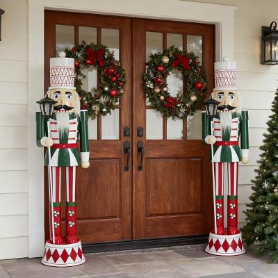 ACEPANO 65.75 in. H Classic Wrought Iron Nutcracker with Base for Holiday Decorations-Multi-color