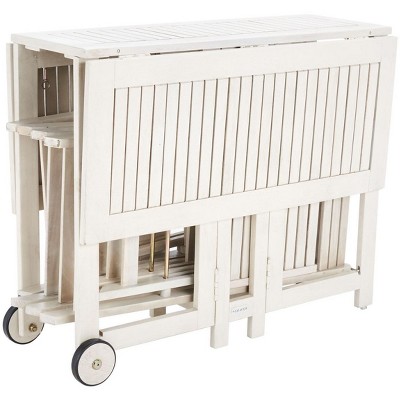 White Acacia Wood 5-Piece Foldable Patio Dining Set