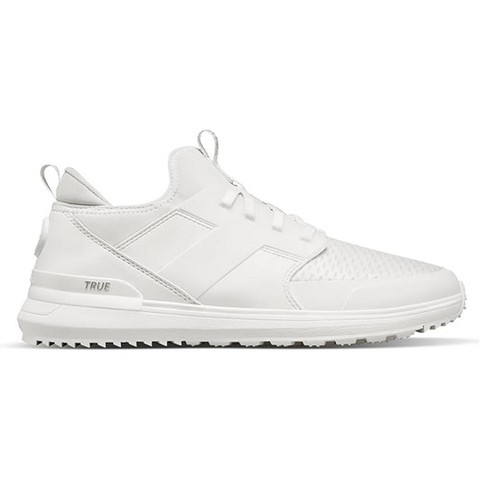 True linkswear Lux G Premium Leather Waterproof Golf Shoes (White on White, 12.5)