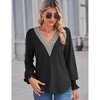 Womens V Neck Blouse Long Sleeve Lace V Neck Ruffled Sleeve Tops Tunic Blouse Long Sleeve T-Shirts,Black - S - 4 of 4