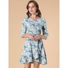 Allegra K Women's 3/4 Sleeves V Neck Ruffle Hem Floral Dress - 2 of 4