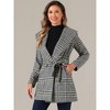 INSPIRE CHIC Women's Shawl Collar Check Belted Wrap Plaid Coat with Pockets - 3 of 4