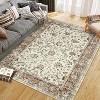 Boho Washable Machine-Woven Area Rug with Non-Slip Backing, Low Pile Soft Faux Wool Carpet for Living Room, Bedroom, Dining Room, indoor - 3 of 4