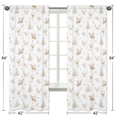 Deer Floral Sheer Polyester Rod Pocket Curtain Panels