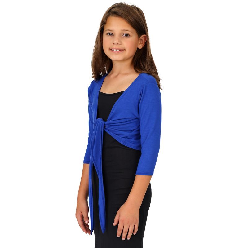 Girls Tie Front Cropped Cardigan Shrug, 2 of 5