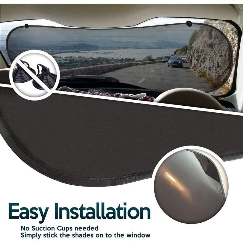 Zone Tech Car Side and Rear Window Cling On Sun Shades – 3 Pack Mesh Pop-Up Sunshade- Protects from Sun, Glare and UV Rays-Fits Most Vehicles, 4 of 7