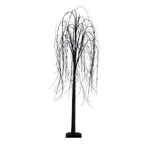 Nearly Natural 6-ft Pre-Lit Halloween Black Willow Artificial Fall Tree with 160 Orange and Purple LED Lights - 1 of 4