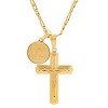 Steeltime 24" Men's 18k gold plated stainless steel crucifix and St. Benedict pendant - 2 of 4