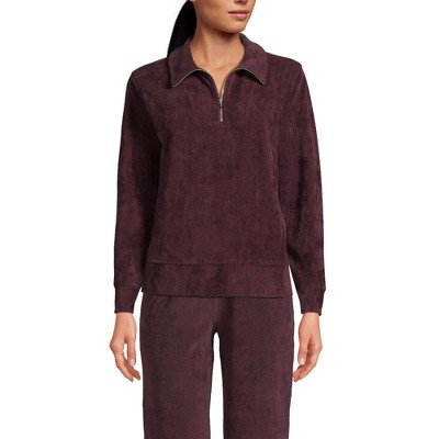 Lands' End Women's Long Sleeve Sport Cord Quarter Zip Pullover